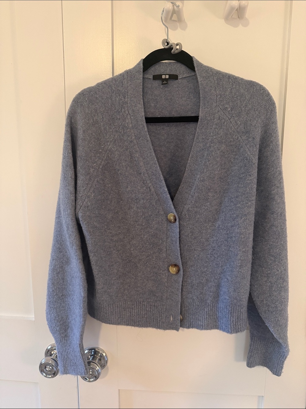 Uniqlo Heather Blue V-Neck Button Cardigan